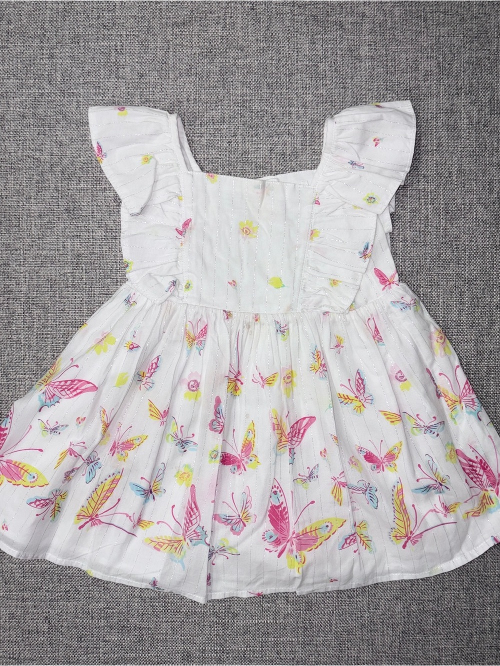 GAP White Dress with Pink and Yellow Butterfly Print